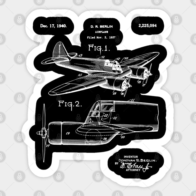 Vintage Airplane WWII Blueprint Patent Aviation History Airplane World War II Sticker by Yesteeyear